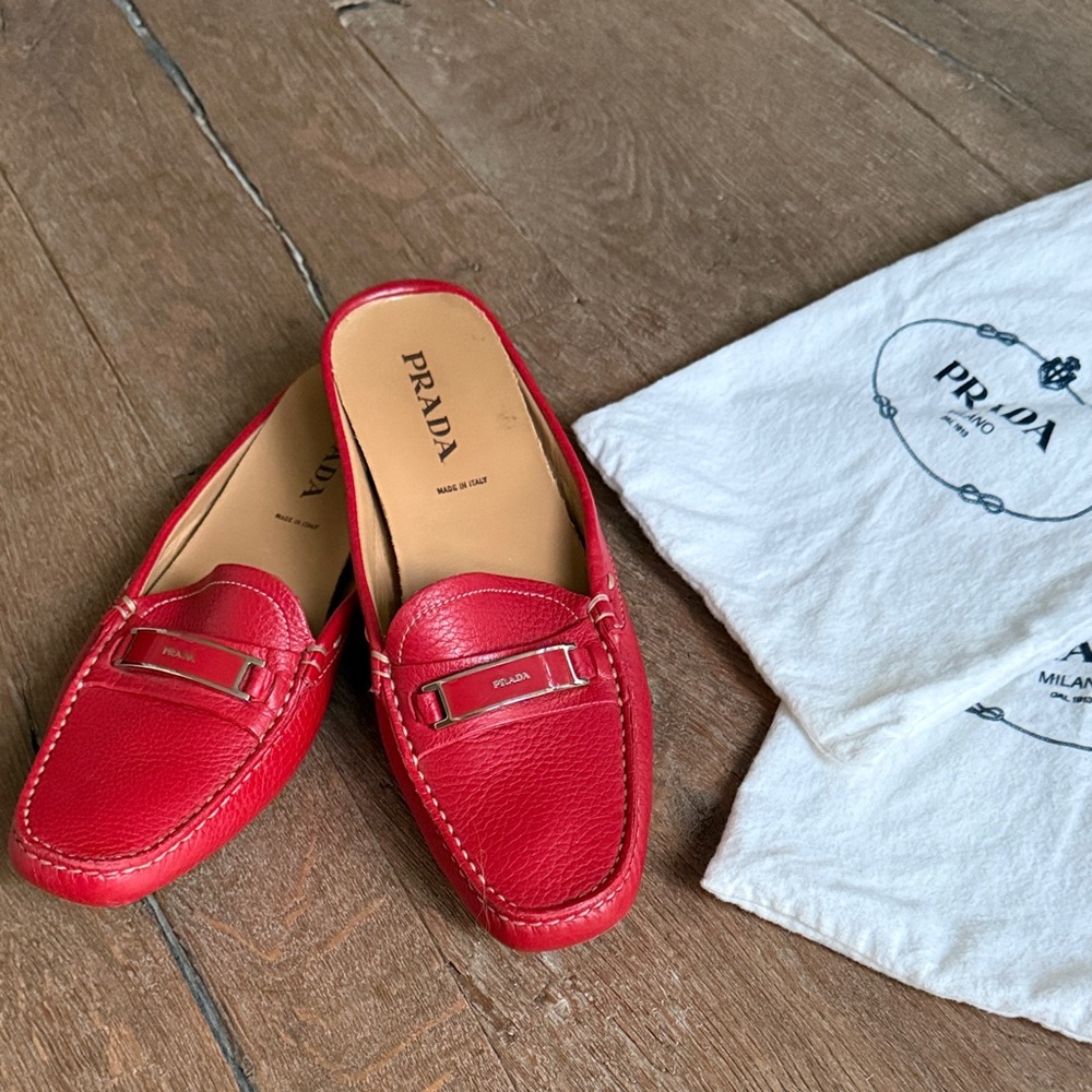 Prada Women’s Bold Red Slip-On Loafers